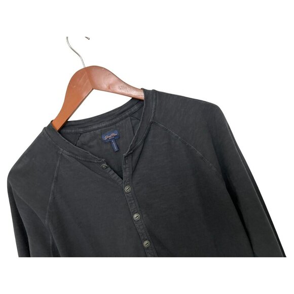 GOOD MAN Men's Long Sleeve Legend Henley Tee Medium Black 100% Cotton - Picture 5 of 11